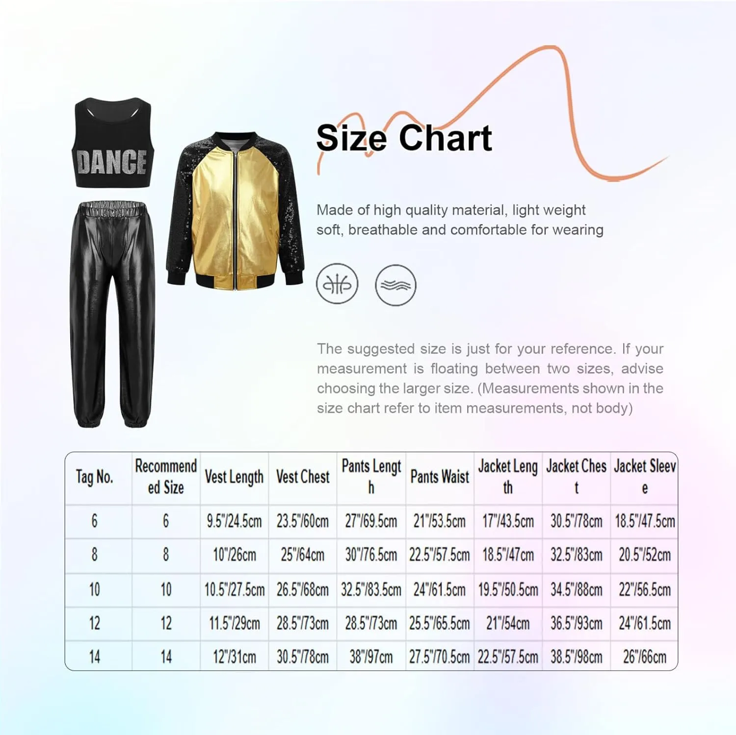 Kids Girls Fashion Hip Hop Dance Costume Outfits Sleeveless Racer Back Cropped Vest with Metallic Jacket Pants