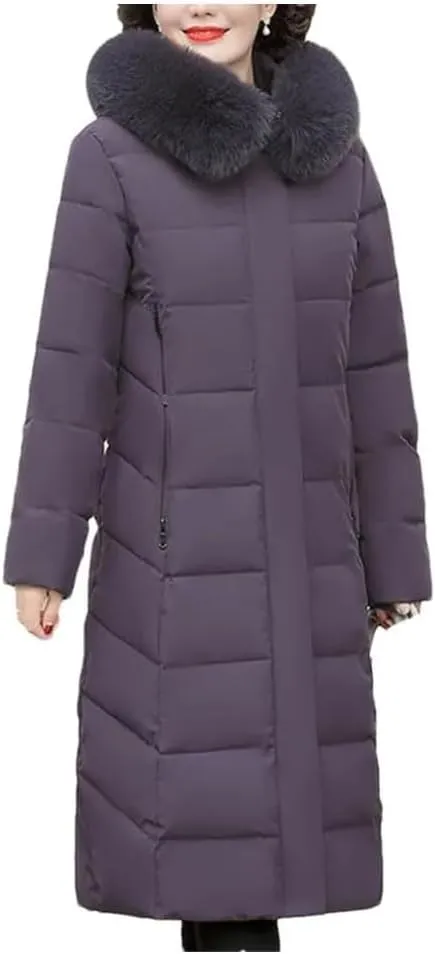 Korean Mother's Winter Women Long Down Cotton Jacket Loose Padded Coat Hooded Thicken Parkas