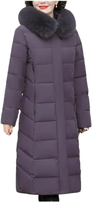 Korean Mother's Winter Women Long Down Cotton Jacket Loose Padded Coat Hooded Thicken Parkas