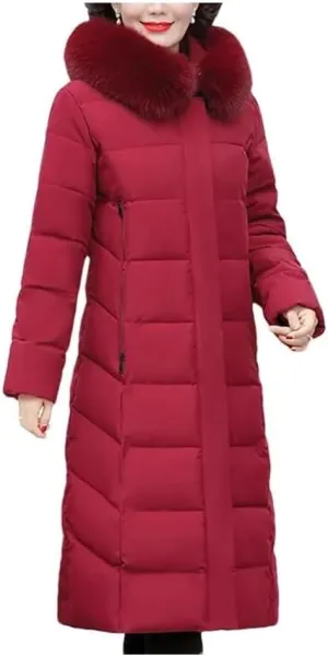 Korean Mother's Winter Women Long Down Cotton Jacket Loose Padded Coat Hooded Thicken Parkas