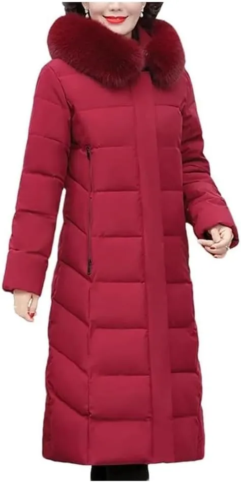 Korean Mother's Winter Women Long Down Cotton Jacket Loose Padded Coat Hooded Thicken Parkas
