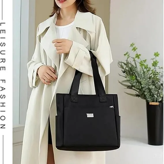 Large Capacity Multi-Pocket Waterproof Shoulder Bag with Zipper Nylon Handbag Women's Handbag for Work Travel