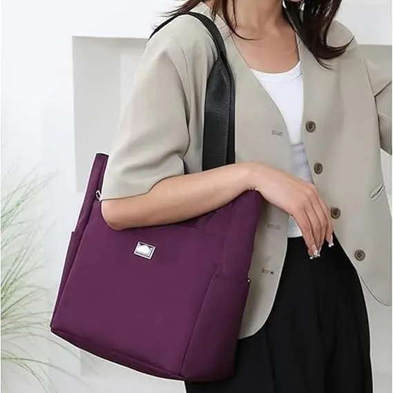 Large Capacity Multi-Pocket Waterproof Shoulder Bag with Zipper Nylon Handbag Women's Handbag for Work Travel