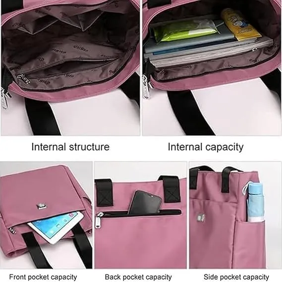Large Capacity Multi-Pocket Waterproof Shoulder Bag with Zipper Nylon Handbag Women's Handbag for Work Travel