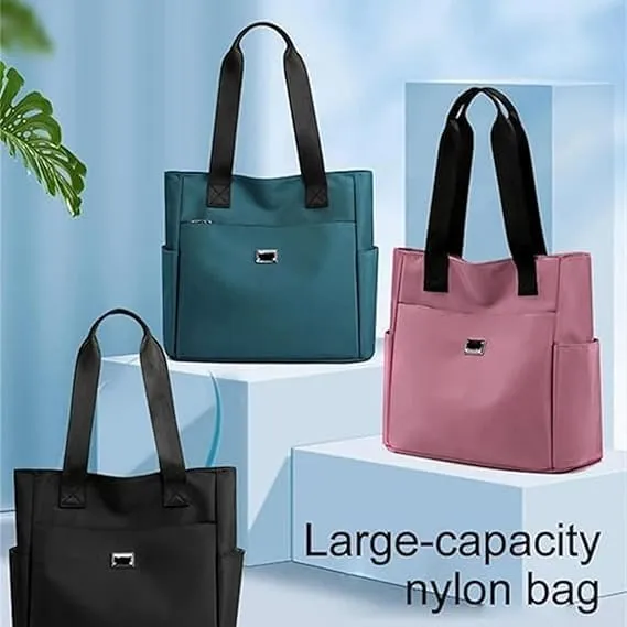 Large Capacity Multi-Pocket Waterproof Shoulder Bag with Zipper Nylon Handbag Women's Handbag for Work Travel