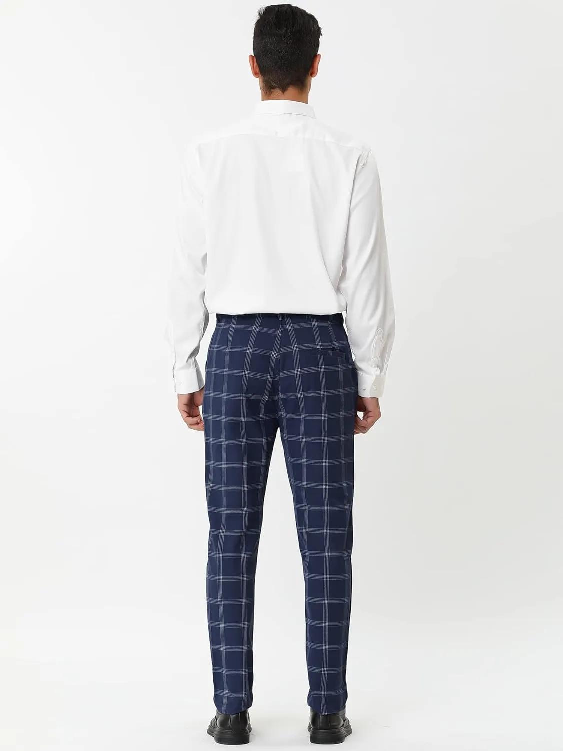 Lars Amadeus Men's Dress Plaid Pants Slim Fit Flat Front Business Pencil Trousers with Pockets