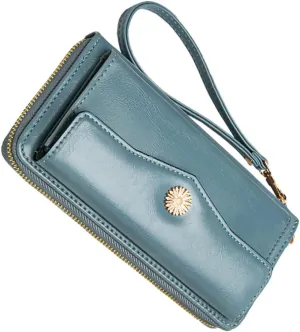 Leather Women's Clutch Bag Large Capacity Change Purse Wristlet Fashionable Coin Holder Card Holder for Everyday