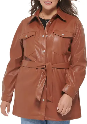 Levi's Women's Faux Leather Belted Shirt Jacket (Standard & Plus Sizes)