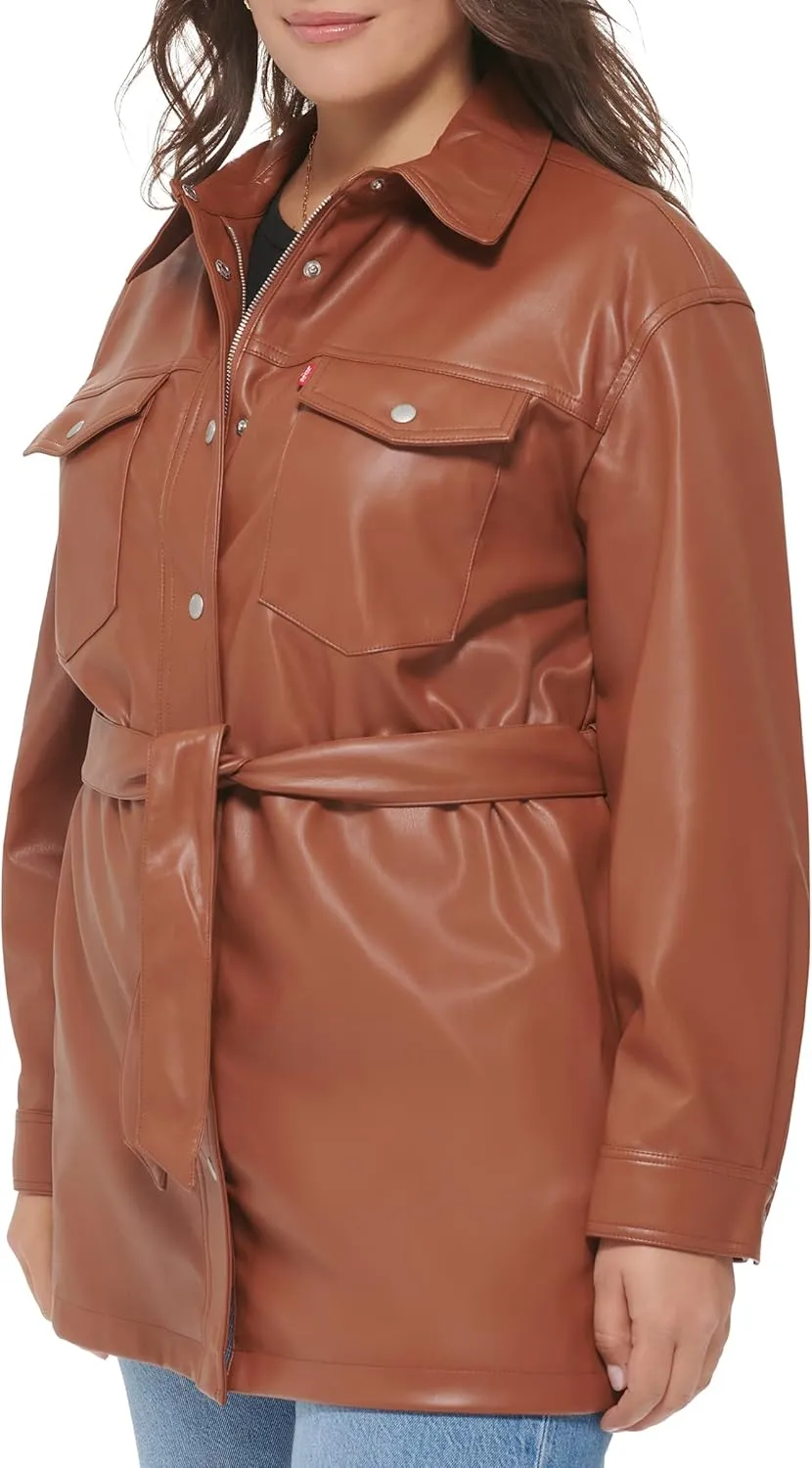 Levi's Women's Faux Leather Belted Shirt Jacket (Standard & Plus Sizes)