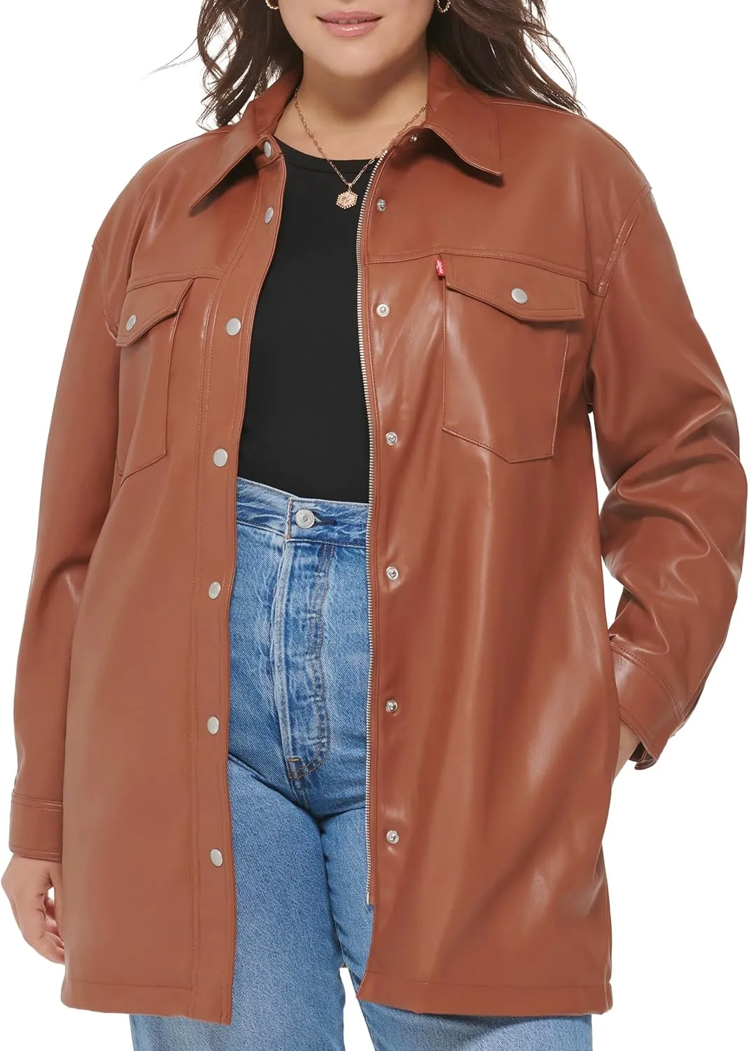 Levi's Women's Faux Leather Belted Shirt Jacket (Standard & Plus Sizes)