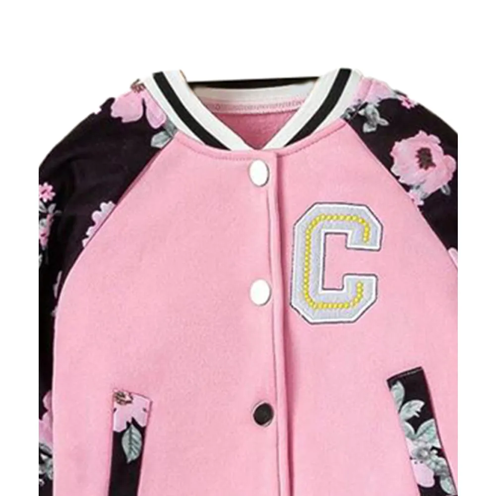 Little Surprise Box, Black & Pink Floral Strip , 2 pc Track Suit Set For Toddlers And Kids