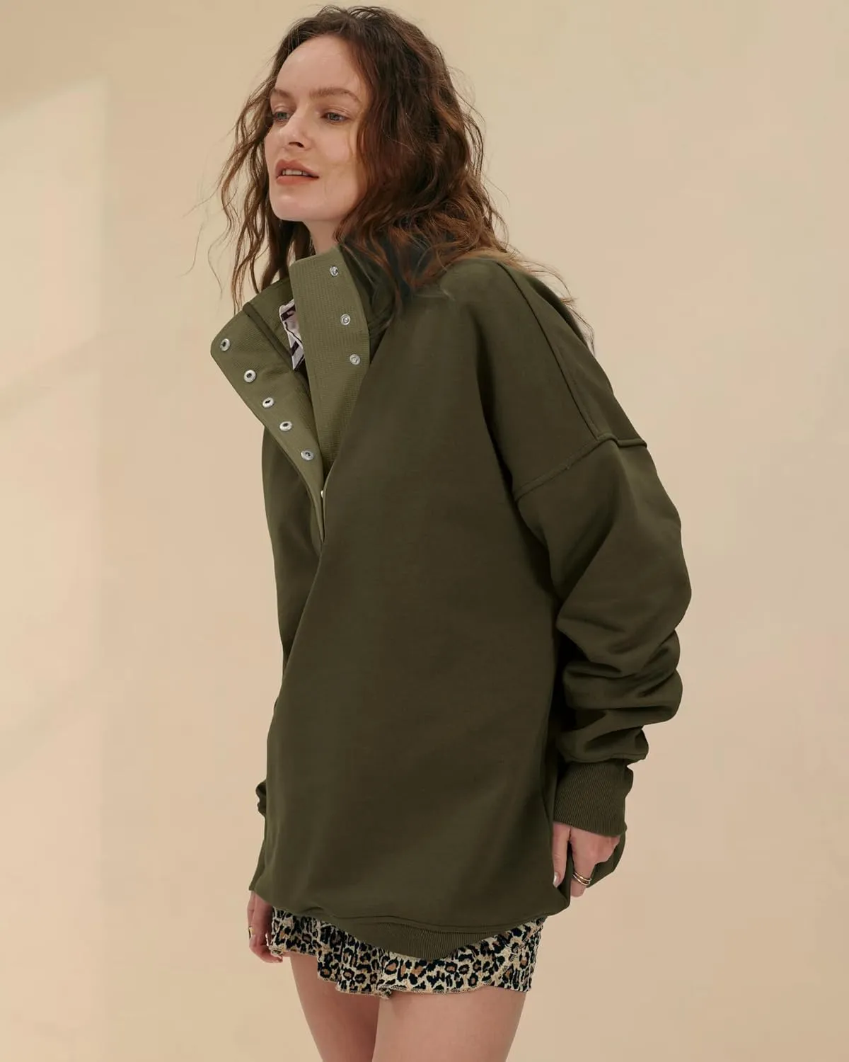 Locachy Womens Casual Button Henley Neck Oversized Sweatshirt Long Sleeve Pullover Tops Outfits