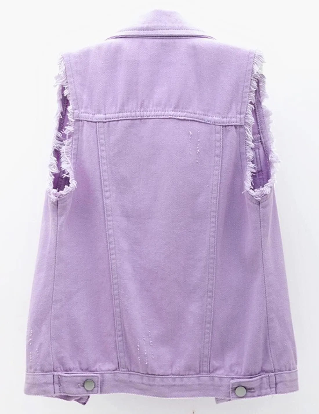 Locachy Women's Casual Denim Vest Jacket Slim Fit Sleeveless Ripped Tops