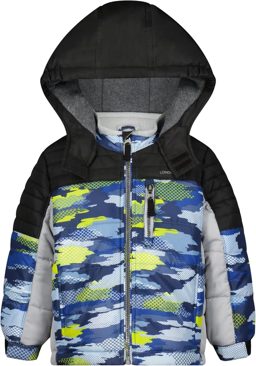 LONDON FOG Boys' Heavyweight Hooded Puffer Jacket with Polar Fleece Lining & Beanie