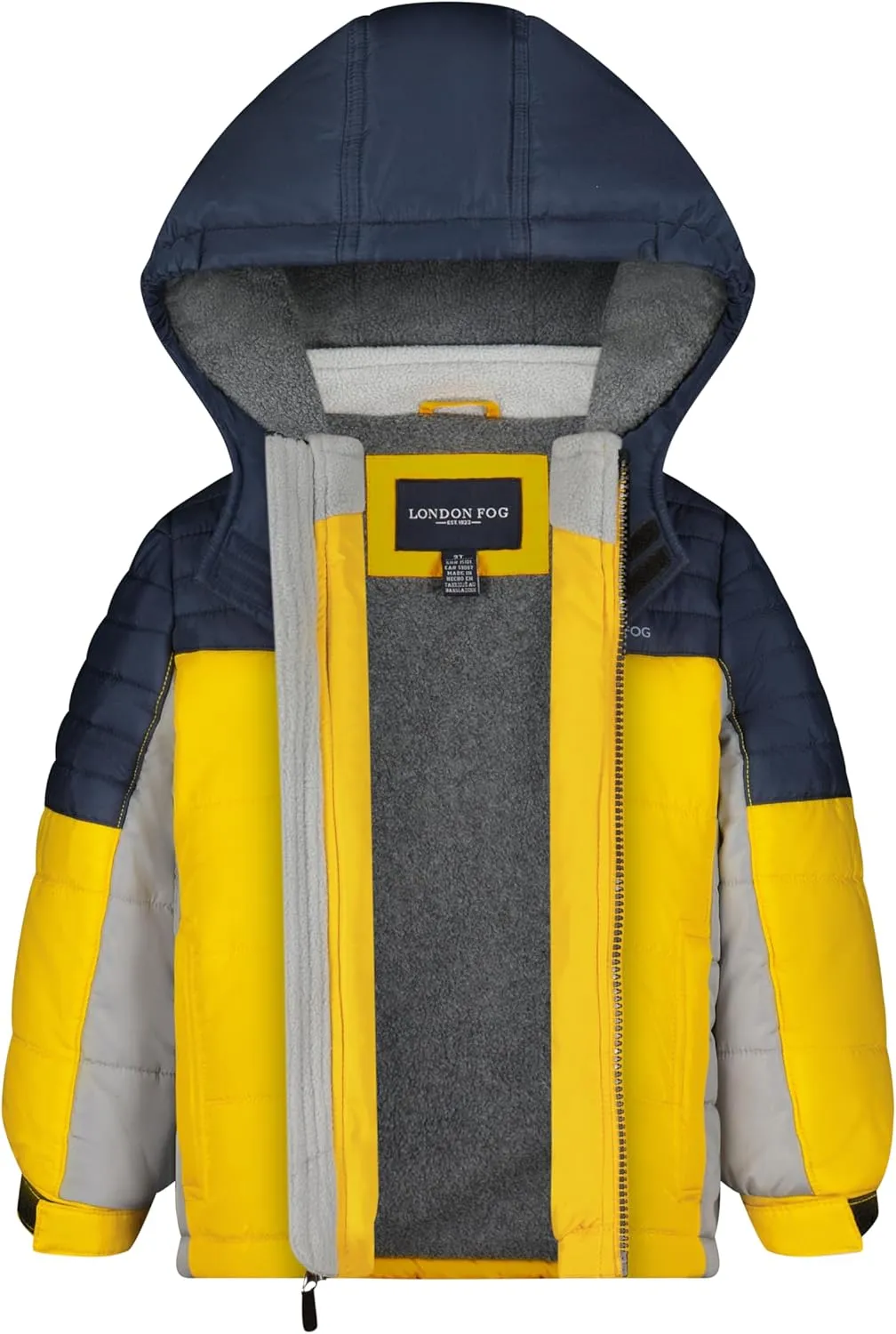 LONDON FOG Boys' Heavyweight Hooded Puffer Jacket with Polar Fleece Lining & Beanie
