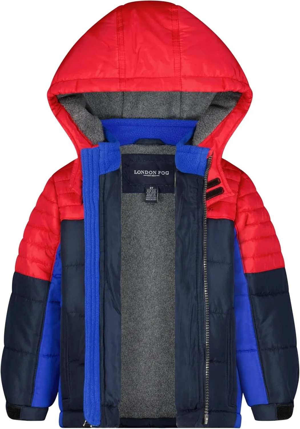 LONDON FOG Boys' Heavyweight Hooded Puffer Jacket with Polar Fleece Lining & Beanie