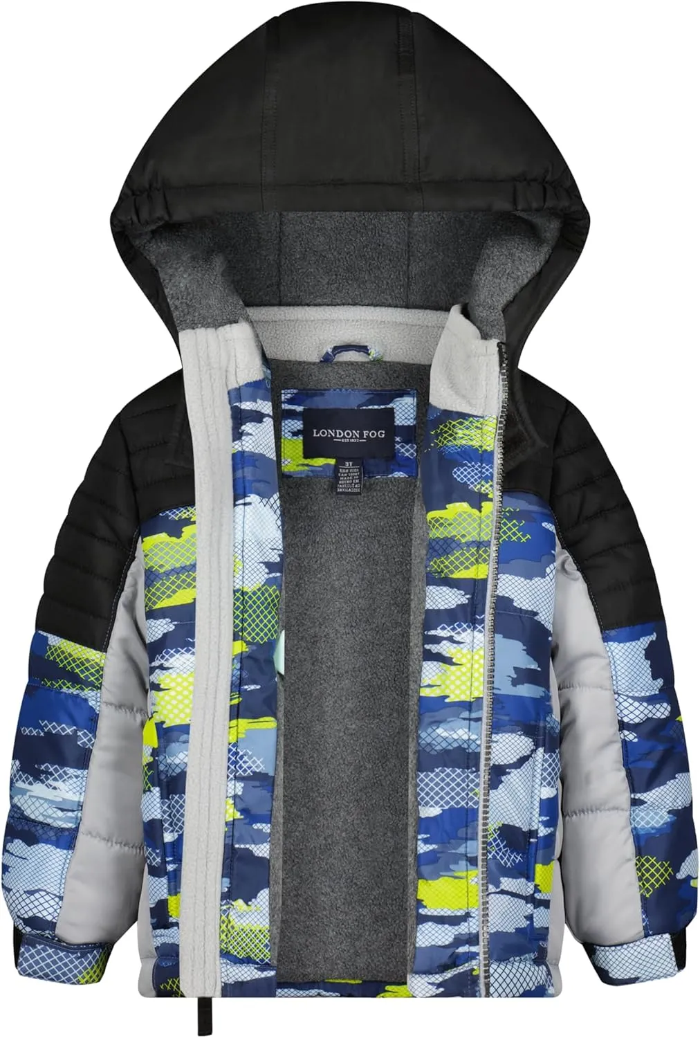 LONDON FOG Boys' Heavyweight Hooded Puffer Jacket with Polar Fleece Lining & Beanie