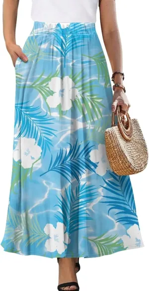 Long Skirts for Women Long Dresses That Reach The Ankles with Fashionable Prints with Pockets