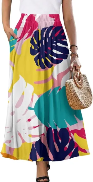 Long Skirts for Women Long Dresses That Reach The Ankles with Fashionable Prints with Pockets