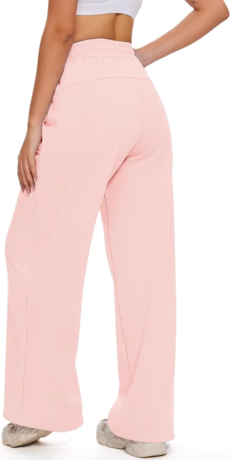M MOTEEPI Womens Fleece Wide Leg Sweatpants Baggy High Waisted Winter Sweats Pants Straight Legs Athletic Pants with Pockets