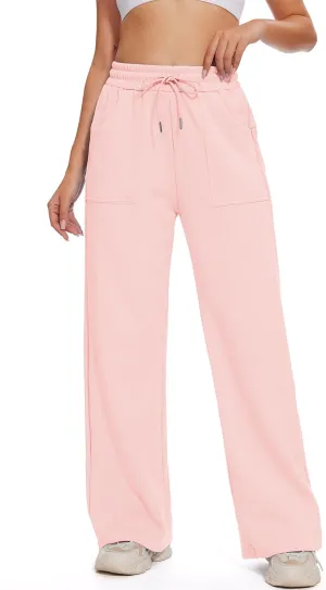 M MOTEEPI Womens Fleece Wide Leg Sweatpants Baggy High Waisted Winter Sweats Pants Straight Legs Athletic Pants with Pockets