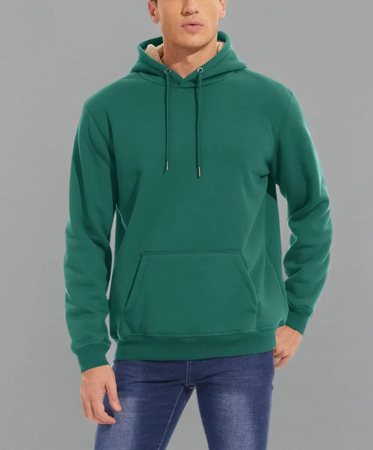 MAGCOMSEN Men's Heavy Hoodie Sherpa Fleece Lined Pullover Thick Winter Hooded Sweatshirt