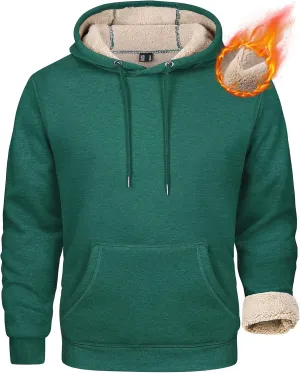 MAGCOMSEN Men's Heavy Hoodie Sherpa Fleece Lined Pullover Thick Winter Hooded Sweatshirt