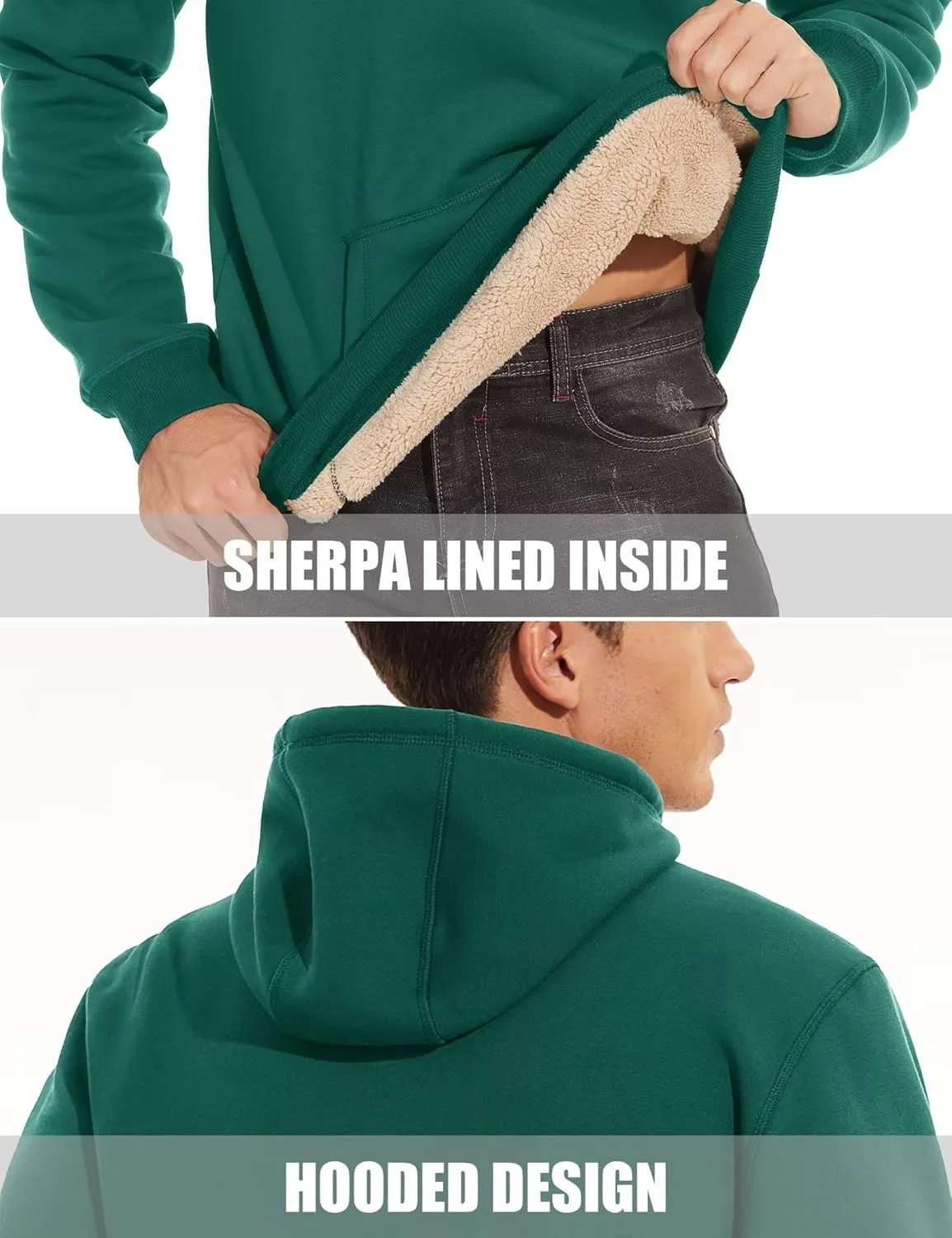 MAGCOMSEN Men's Heavy Hoodie Sherpa Fleece Lined Pullover Thick Winter Hooded Sweatshirt