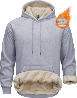 MAGCOMSEN Men's Sherpa Hoodie Heavyweight Fleece Lined Thick Winter Thermal Athletic Sweatshirt with Kangaroo Pocket