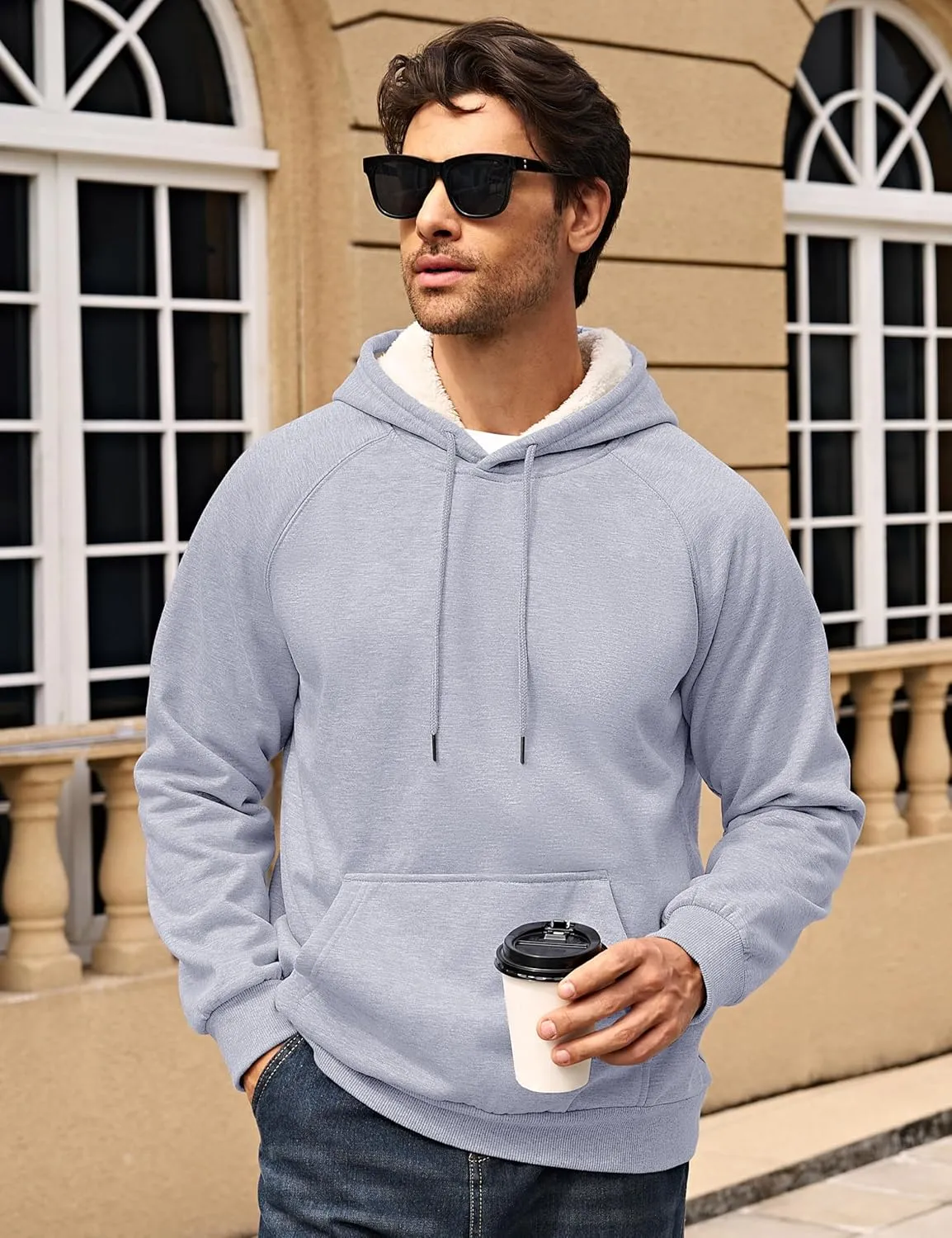 MAGCOMSEN Men's Sherpa Hoodie Heavyweight Fleece Lined Thick Winter Thermal Athletic Sweatshirt with Kangaroo Pocket