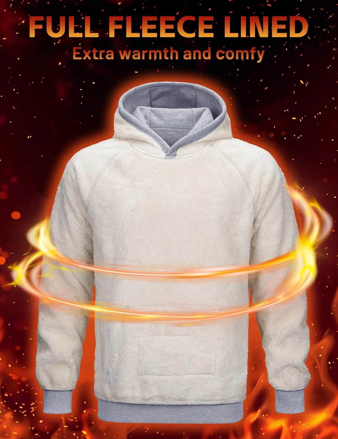 MAGCOMSEN Men's Sherpa Hoodie Heavyweight Fleece Lined Thick Winter Thermal Athletic Sweatshirt with Kangaroo Pocket