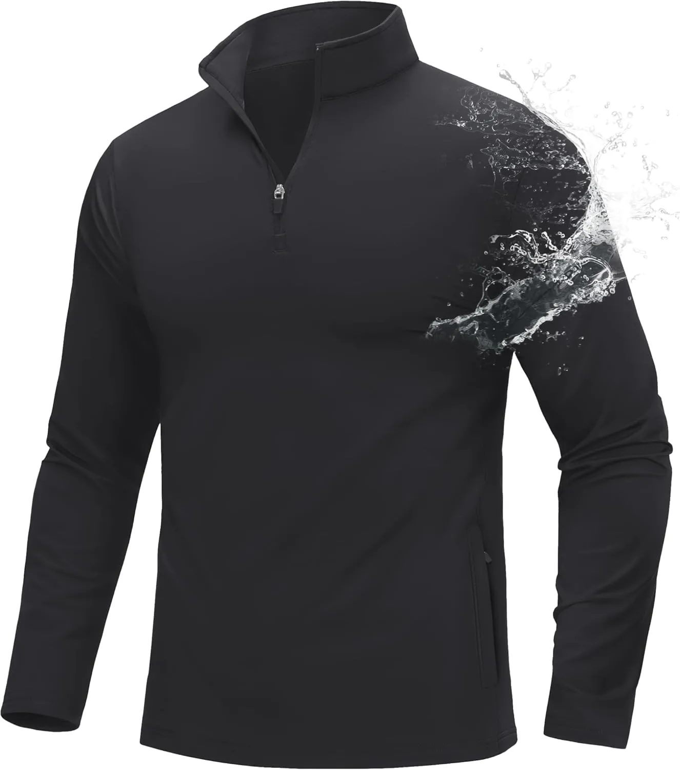 MAGCOMSEN Quarter Zip Pullover Men 1/4 Zip Golf Jacket Fleece Lined Water Resistant Sweatshirt 2 Zipper Pockets Winter