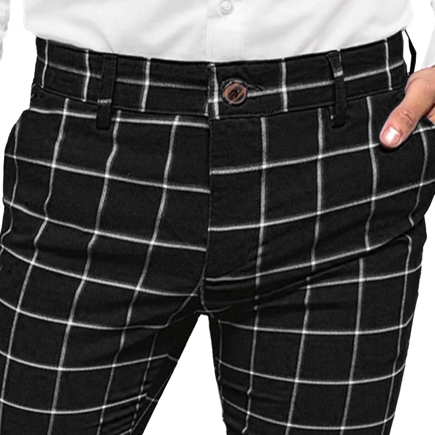 Maiyifu-GJ Men's Stretch Skinny Dress Pants Fashion Slim Fit Business Casual Pants Lightweight Tapered Chino Trousers