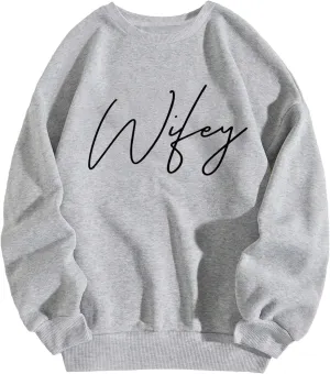 MakeMeChic Women's Long Sleeve Sweatshirts Graphic Print Round Neck Pullover Tops
