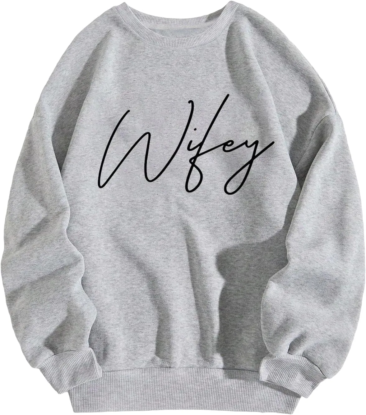 MakeMeChic Women's Long Sleeve Sweatshirts Graphic Print Round Neck Pullover Tops