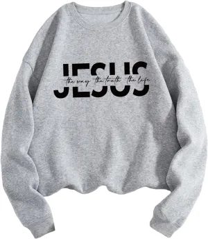 MakeMeChic Women's Long Sleeve Sweatshirts Graphic Print Round Neck Pullover Tops
