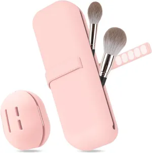 Makeup Brush Holder, Silicone Makeup Bag Makeup Sponge Holder Organizer for Travel Storage, Pink