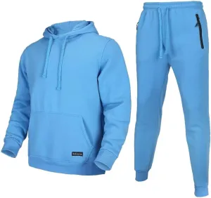 men tracksuit set pullover hoodie outfit casual sweatsuits 2 pieces for big and tall men gym jogging suits outdoor sportswear(light blue,4xl)