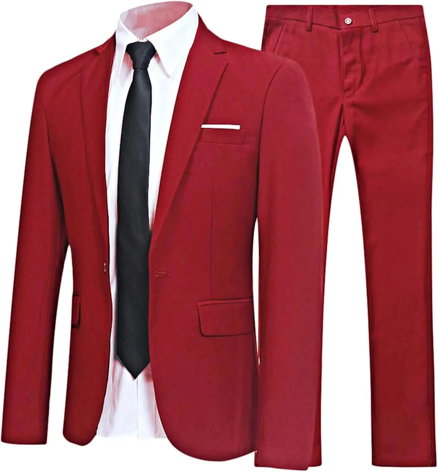 Mens 2 Piece Slim Fit Wedding Tuxedo Suit One Button Notch Lapel Blazer Jacket with Pants Set