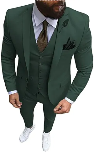 Men's 3 Piece Regualr Fit One Button Formal Business Men Suit Groomsman Tuxedos for Wedding(Blazer Vest Pant)