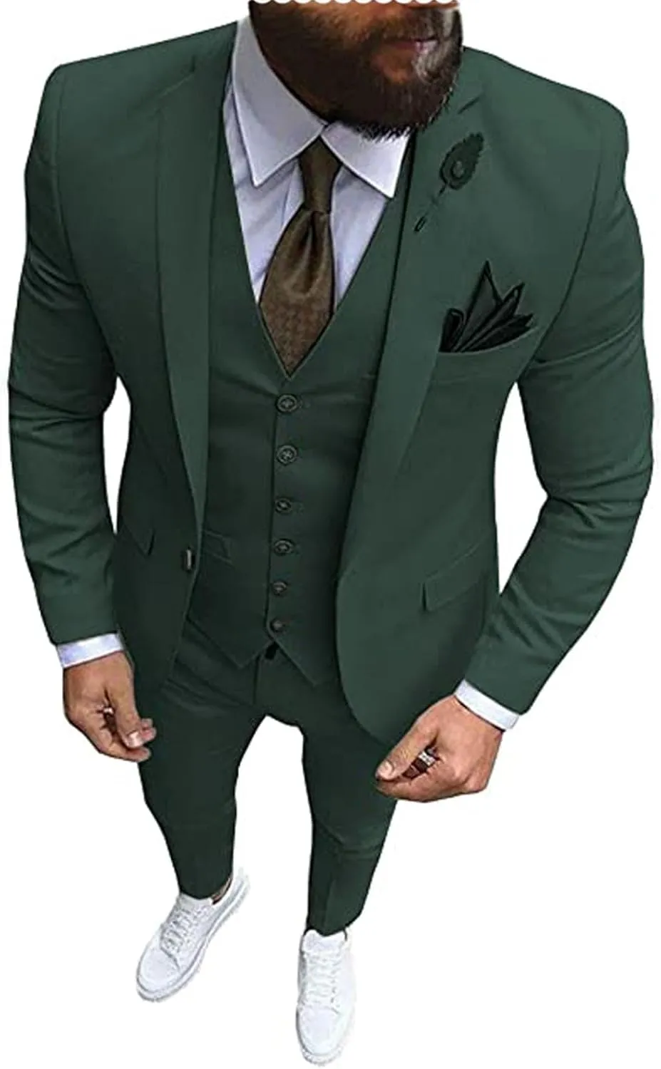 Men's 3 Piece Regualr Fit One Button Formal Business Men Suit Groomsman Tuxedos for Wedding(Blazer Vest Pant)
