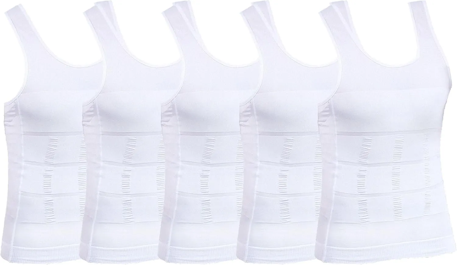 Mens 5 Pack Body Shaper Vest Slimming Tummy Control Undershirt Tight Compression Shirt Tank Top Shapewear