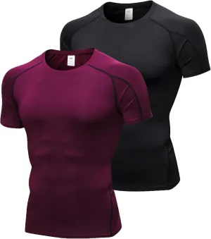 Men's Compression Shirts Short Sleeve Athletic Compression Tops Cool Dry Workout T Shirt Sports Base Layer Undershirt