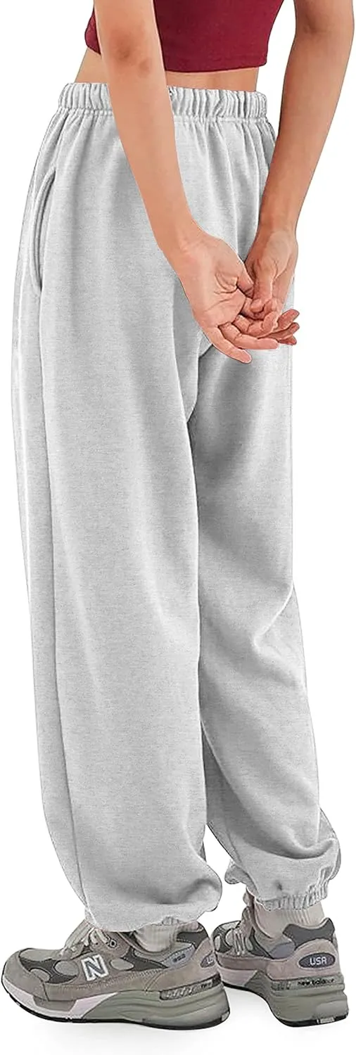 Mens Fleece Sweatpants Lightweight Elastic Jogger Loss Fit Drawstring Pants