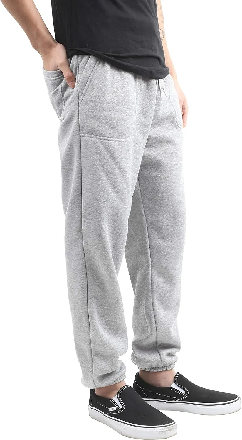 Mens Fleece Sweatpants Lightweight Elastic Jogger Loss Fit Drawstring Pants