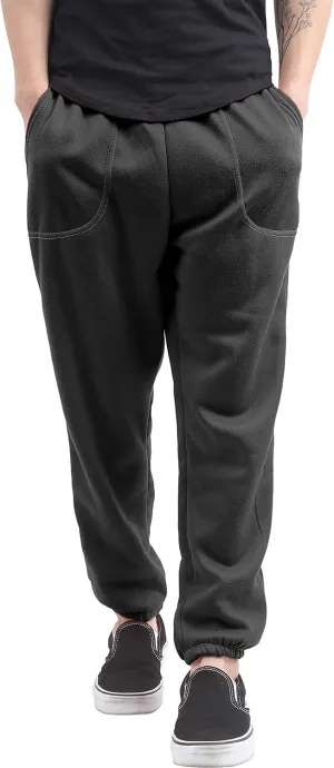 Mens Fleece Sweatpants Lightweight Elastic Jogger Loss Fit Drawstring Pants