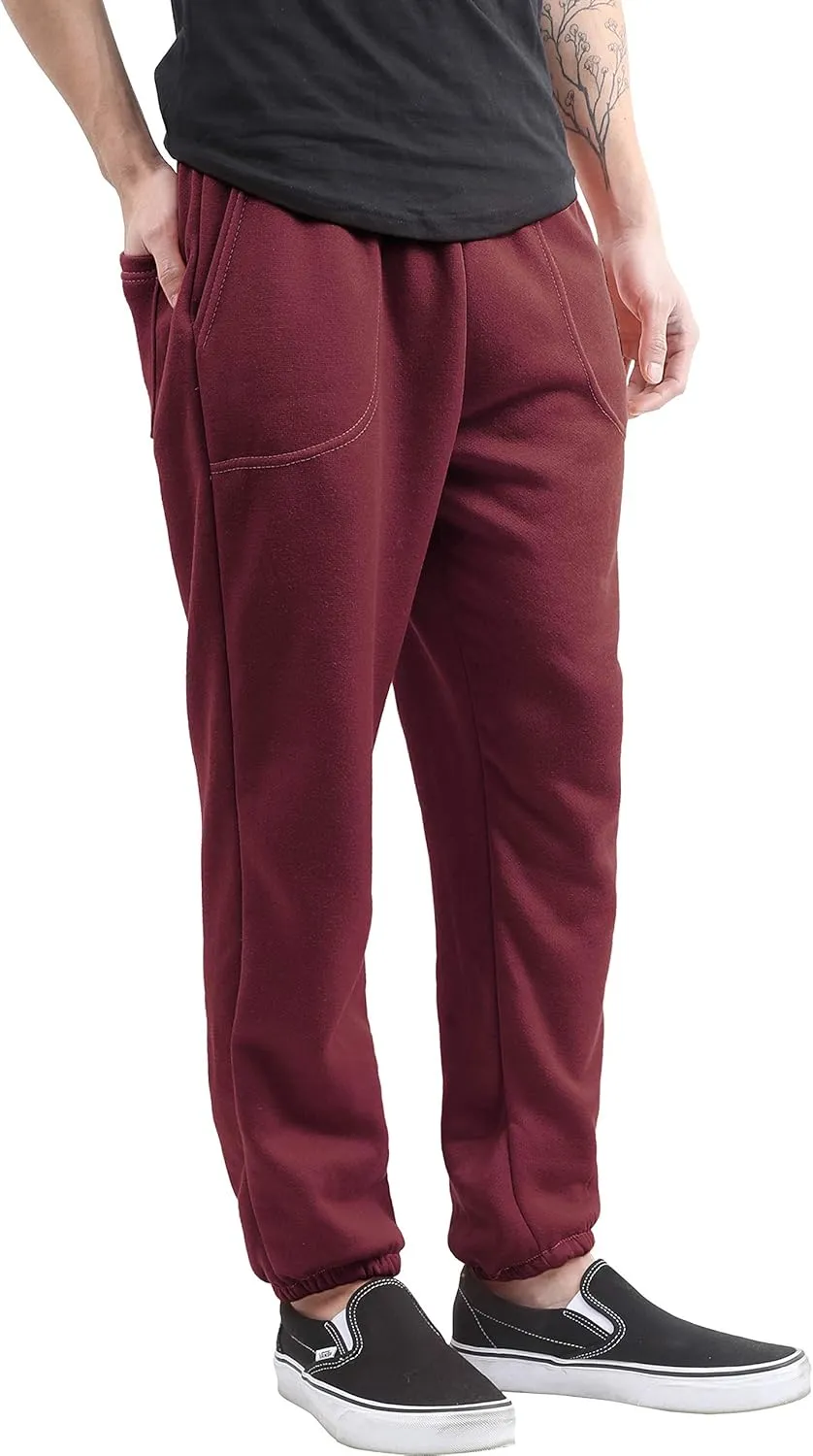 Mens Fleece Sweatpants Lightweight Elastic Jogger Loss Fit Drawstring Pants