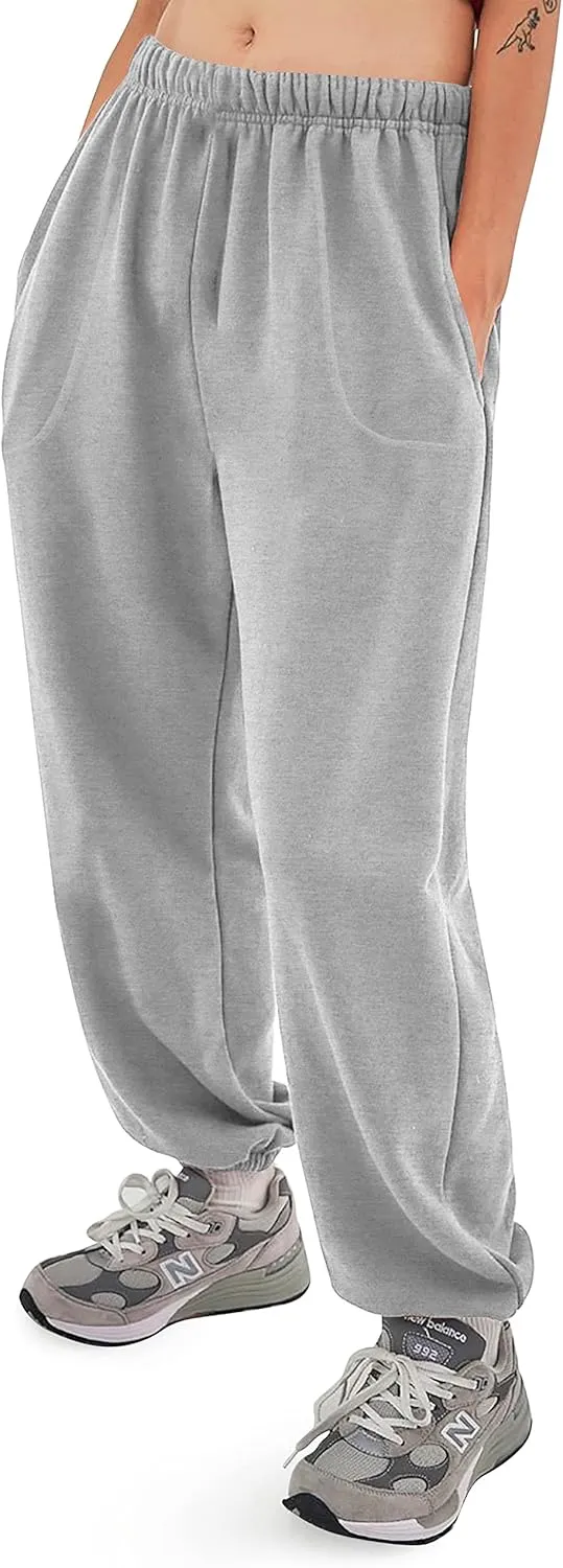 Mens Fleece Sweatpants Lightweight Elastic Jogger Loss Fit Drawstring Pants