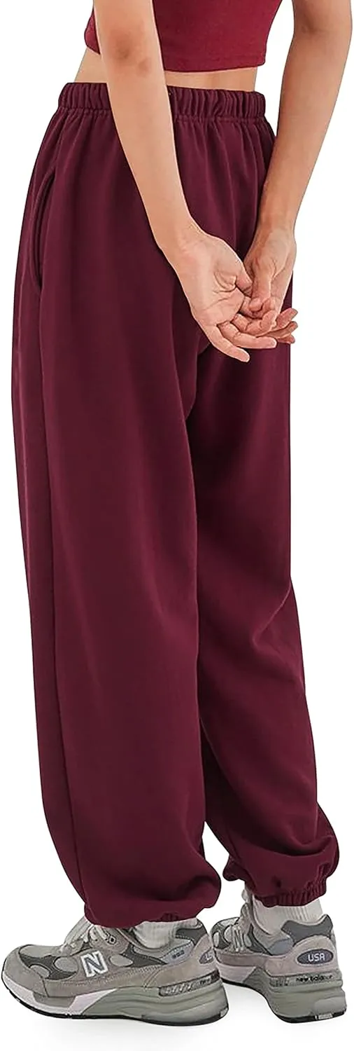 Mens Fleece Sweatpants Lightweight Elastic Jogger Loss Fit Drawstring Pants