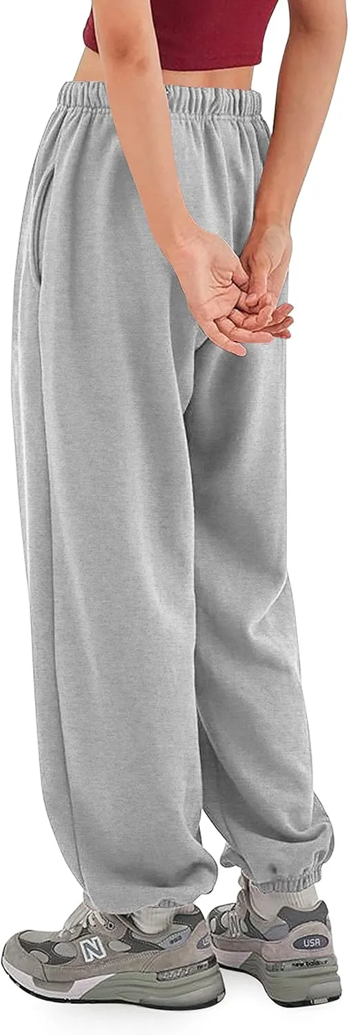 Mens Fleece Sweatpants Lightweight Elastic Jogger Loss Fit Drawstring Pants